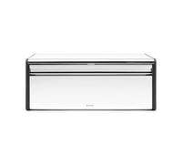Brabantia Fall Front Portapane, Grande Contenitore da Banco per Pane, Bagel, Panini, Design Salvaspazio con Piano d'Appoggio, Brillant Steel