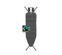 Brabantia Ironing Board B Asse da Stiro, Denim Black, 124 x 38 cm | Ampio spazio da stiro, Pieghevole, Altezza regolabile, Con poggiaferro in metallo, Piedini antiscivolo, Blocco sicurezza