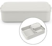 Brabantia - Make & Take Lunch Bento Box L - Scomparti Rimovibili - Coperchio con Clip - Adatto per Congelatore - Adatto per Lavastoviglie & nel Microonde - Light Grey - 26 x 17 x 6 cm