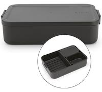 Brabantia - Make & Take Lunch Box Bento L - Scomparti Rimovibili - Coperchio con Clip - Adatto per Congelatore - Adatto per Lavastoviglie & nel Microonde - Dark Grey - 26 x 17 x 6 cm