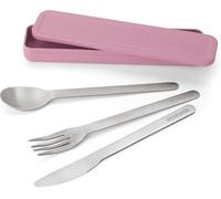 Brabantia Make & Take Set posate, Posate acciaio inox con custodia, Portaposate da viaggio per una persona con coltello, cucchiaio e forchetta, Lavabile in lavastoviglie, Lilac Pink