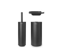 Brabantia - Mindset Set 3 Accessori da Bagno - Scopino, Portarotolo e Dispenser Carta Igienica - Resistente alla Corrosione - Materiale di Fissaggio Incluso - Set da Bagno - Infinite Grey