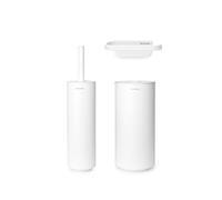 Brabantia - Mindset Set 3 Accessori da Bagno - Scopino, Portarotolo e Dispenser Carta Igienica - Resistente alla Corrosione - Materiale di Fissaggio Incluso - Set da Bagno - Fresh White