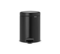 Brabantia Pedal Bin Newicon Pattumiera a Pedale, Secchio Interno in Plastica, Nero Opaco, 5 lt