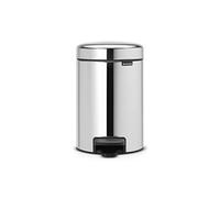 Brabantia NewIcon Pedal Bin Pattumiera a Pedale Piccola, Steel, 3 L | Spazzatura bagno e studio, Secchio interno in plastica rimovibile, Chiusura silenziosa, Base antigraffio, Sacchetti inclusi