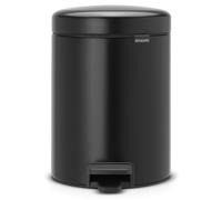 Brabantia Pedal Bin Newicon Pattumiera a Pedale, Secchio Interno in Plastica, Nero Opaco, 5 lt