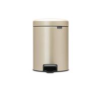 Brabantia Pattumiera a Pedale da Bagno 5L, Lega di Acciaio Plastica, Metallic Gold, 5 l