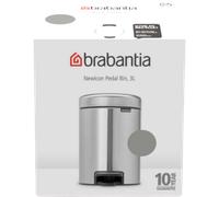 Brabantia Pattumiera con pedale NewIcon da 3 litri, Pattumiera differenziata piccola, Secchio spazzatura con chiusura silenziosa, con sacchetti spazzatura PerfectFit in omaggio, 17 x 24 x 26 cm