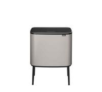 Brabantia Pattumiera Bo Touch 3x11L - Tre scomparti per la raccolta differenziata | Secchio spazzatura con coperchio soft touch e secchi interni | Cestino con piedini antiscivolo | Soft Grey