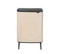 Brabantia Pattumiera Bo Touch Bin Hi 60 L, Cestino soft touch di grandi dimensioni con secchio interno, Secchio spazzatura salvaspazio per cucina o ripostiglio, Soft Beige