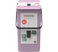 Brabantia Sort & Go Pattumiera 12L (Lilac Pink), Pattumiera cucina in plastica con maniglia, Secchio spazzatura salvaspazio con coperchio stay open rimovibile, Cestino umido facile da pulire