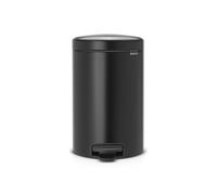 Brabantia Pedal Bin Newicon Pattumiera a Pedale, Secchio Interno in Plastica, Nero Opaco, 12 lt