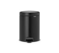 Brabantia Pedal Bin Newicon Pattumiera a Pedale, Secchio Interno in Plastica, Nero Opaco, 5 lt