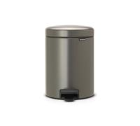 Brabantia Pedal Bin Newicon Pattumiera a Pedale, Secchio Interno in Plastica, Platinum, 5 lt