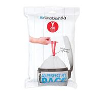 Brabantia PerfectFit Bags Y Sacchetti per Spazzatura, 20L, Bianco, Dispenser da 40 Sacchetti