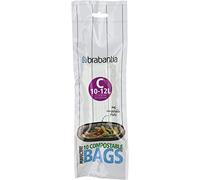 Brabantia PerfectFit Bags C Sacchetti per Spazzatura Compostabili, 10/12L, Verde, Rotolo da 10 Sacchetti