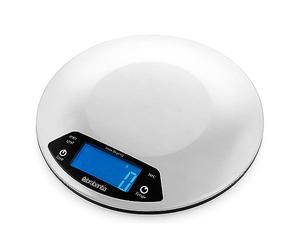 Brabantia Profile Bilancia da Cucina Digitale, Rotonda, con Timer Cucina, 1 gr/5 kg, Inox Satinato