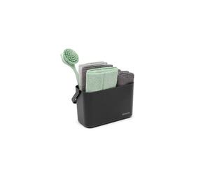 Brabantia Set di 8 pulizia lavello - Dark Grey | Per pulizia, maniglia, panni anche in microfibra, spazzola per piatti, spatola | Soluzione completa per l'ordine del lavello | Organizza il lavello