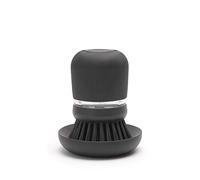 Brabantia SinkSide Spazzola Lavapiatti con Dispenser Sapone, Dark Gray | Distributore di sapone integrato, Setole in poliestere anti-graffio, Ergonomico, Impugnatura sicura, Facile da riempire