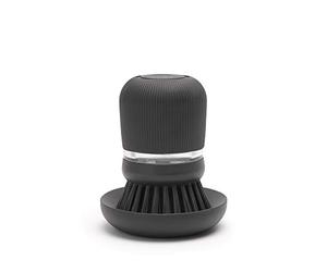 Brabantia SinkSide Spazzola Lavapiatti con Dispenser Sapone, Dark Gray | Distributore di sapone integrato, Setole in poliestere anti-graffio, Ergonomico, Impugnatura sicura, Facile da riempire