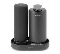 Brabantia SinkStyle Set di Dispenser per Sapone con 2 Eleganti Dispenser per il Sapone dei Piatti e delle Mani, Vassoio Testurizzato e Spremisapone, Mineral Infinite Grey, 2 x 200 ml