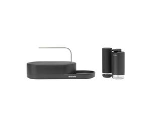 Brabantia SinkStyle Set di 3 Organizer per Lavello da Cucina con Organizer, Dispenser e Spremisapone-Design Compatto, Vassoio di Raccolta con Flusso d'Aria, Vassoio Antiscivolo-Mineral Infinite Grey