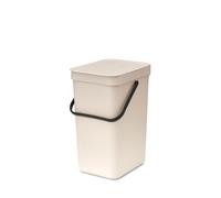 Brabantia Sort & Go Pattumiera 12L (Soft Beige), Pattumiera cucina in plastica con maniglia, Secchio spazzatura salvaspazio con coperchio stay open rimovibile, Cestino umido facile da pulire