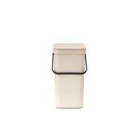 Brabantia Sort & Go Pattumiera 12L (Soft Beige), Pattumiera cucina in plastica con maniglia, Secchio spazzatura salvaspazio con coperchio stay open rimovibile, Cestino umido facile da pulire