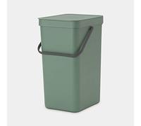 Brabantia Sort & Go Poubelle Recyclage Cuisine Fir Green (16L) avec Couvercle et Poignée (support mural inclus) Gratuite Sacs Poubelle PerfectFit inclus