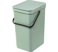 Brabantia Sort & Go Pattumiera 16L (Jade Green), Pattumiera cucina in plastica con maniglia, Secchio spazzatura salvaspazio con coperchio stay open rimovibile, Cestino umido facile da pulire