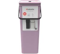 Brabantia Sort & Go Pattumiera 40L (Lilac Pink), Pattumiera cucina in plastica con maniglia, Secchio spazzatura salvaspazio con coperchio stay open rimovibile, Cestino umido facile da pulire