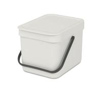 Brabantia - Pattumiera Sort & Go 6L - Piccola Cestino per la Raccolta Differenziata - Coperchio Aperto - Maniglia per il Trasporto - al Piano di Lavoro o Sotto la Cucina - Light Grey - 20 x 25 x 18 cm