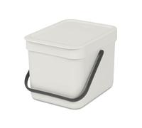 Brabantia - Pattumiera Sort & Go 6L - Piccola Cestino per la Raccolta Differenziata - Coperchio Aperto - Maniglia per il Trasporto - al Piano di Lavoro o Sotto la Cucina - Light Grey - 20 x 25 x 18 cm