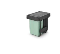 Brabantia Sort&Go Pattumiera estraibile | 2 x 15L sotto il lavello all'interno dell'anta per la cucina | Doppia unità di riciclo dei rifiuti con binari lisci, secchi interni rimovibili | Grey & Green