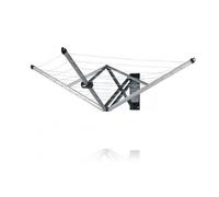 Brabantia - Stendibiancheria Wallfix - 24m di Spazio per Stendere - Salvaspazio - con Supporti a Muro, Sagoma di Foratura & Custodia Resistente Atmosferici - Metallic Grey - 184x182 cm