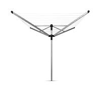 Brabantia - Stendibiancheria a Lift-O-Matic Advance - 50m di Spazio per Stendere - Regolabile All'altezza (149-197 cm) - con Tubo di Fissaggio 50mm, Custodia & Portamollette - Metallic Grey - ø 295cm