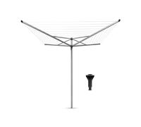 Brabantia - Stendibiancheria Topspinner - 50m di Spazio per Stendere - Corde Resistenti ai raggi UV & Profilo Antiscivolo - con Tubo per Cemento (45 mm) - Metallic Grey - ø 295cm