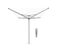 Brabantia - Stendibiancheria Topspinner - 60 Metri di Spazio per Stendere - Corde Resistenti ai raggi UV & Profilo Antiscivolo - Incluso Picchetto in Metallo (45mm) - Metallic Grey - ø 295 cm