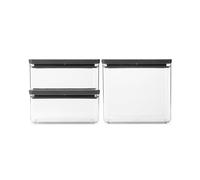 Brabantia Set di 3 contenitori impilabili, 2 x 1,5 litri e 1 x 3,5 litri, Tasty+, grigio scuro