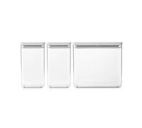 Brabantia TASTY+ Contenitore impilabile set di 3-2 x 1,6L + 1 x 3,5L | Ermetico per alimenti con coperchio in silicone per la cucina | Per alimenti secchi e umidi, zucchero, farina | Light Grey