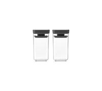 Brabantia TASTY+ Mini Set di contenitori impilabili | Ermetici per spezie ed erbe aromatiche | 2 barattoli trasparenti da 0,15L senza BPA con coperchi a guarnizione in silicone | Dark Grey