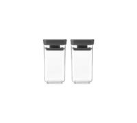 Brabantia TASTY+ Mini Set di contenitori impilabili | Ermetici per spezie ed erbe aromatiche | 2 barattoli trasparenti da 0,15L senza BPA con coperchi a guarnizione in silicone | Dark Grey