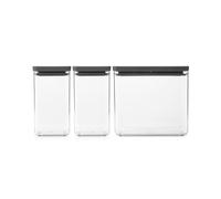 BRABANTIA TASTY+ SET 3 BARATTOLI IMPILABILI 2X1.6L E 1X3.5L GRIGIO SCURO