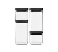 Brabantia Set 4 Contenitori Quadrati Impilabili TASTY+ Dark Grey 12 24 22-Bra