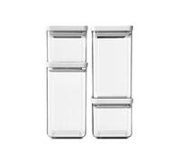 Brabantia Tasty+ Set 4 Stackable Square Canister, Light Grey