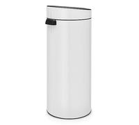 Brabantia Touch Bin New Pattumiera, Metallo, Bianco, 30 litri | Secchio interno in plastica rimovibile, coperchio di chiusura morbida, apertura a pedale, anello protettivo sul fondo