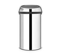 Brabantia Touch Bin Pattumiera in Acciaio, Coperchio Inox Lucido, 60 L, Inox Lucido