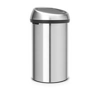 Brabantia Touch Bin Pattumiera in Acciaio, Coperchio Inox Satinato Anti-Impronte, 60 L, Inox Satinato FPP