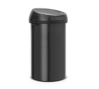 Brabantia Touch Bin Pattumiera in Acciaio, Coperchio Nero Opaco, 60 L, Nero Opaco