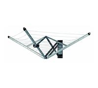 Brabantia - Stendibiancheria Wallfix - 24m di Spazio per Stendere - Salvaspazio - con Supporti a Muro, Sagoma di Foratura & Custodia Resistente Atmosferici - Metallic Grey - 184x182 cm